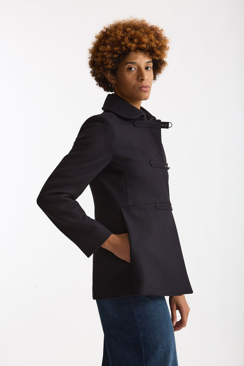 Cappotto slim in panno di lana blu donna Fay - 4