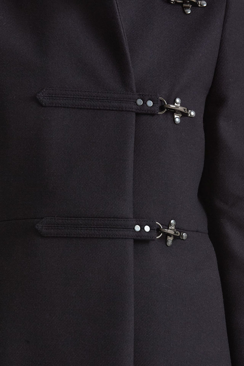Cappotto slim in panno di lana blu donna Fay - 5