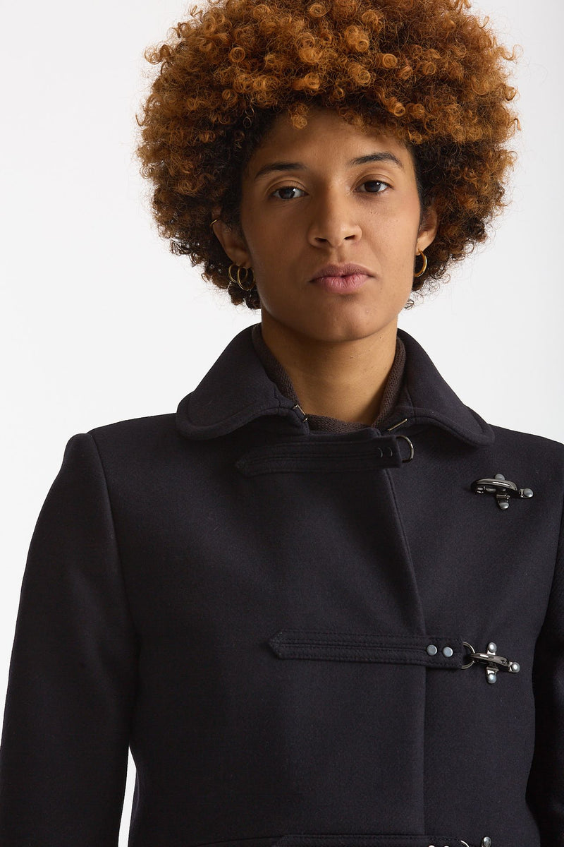 Cappotto slim in panno di lana blu donna Fay - 6
