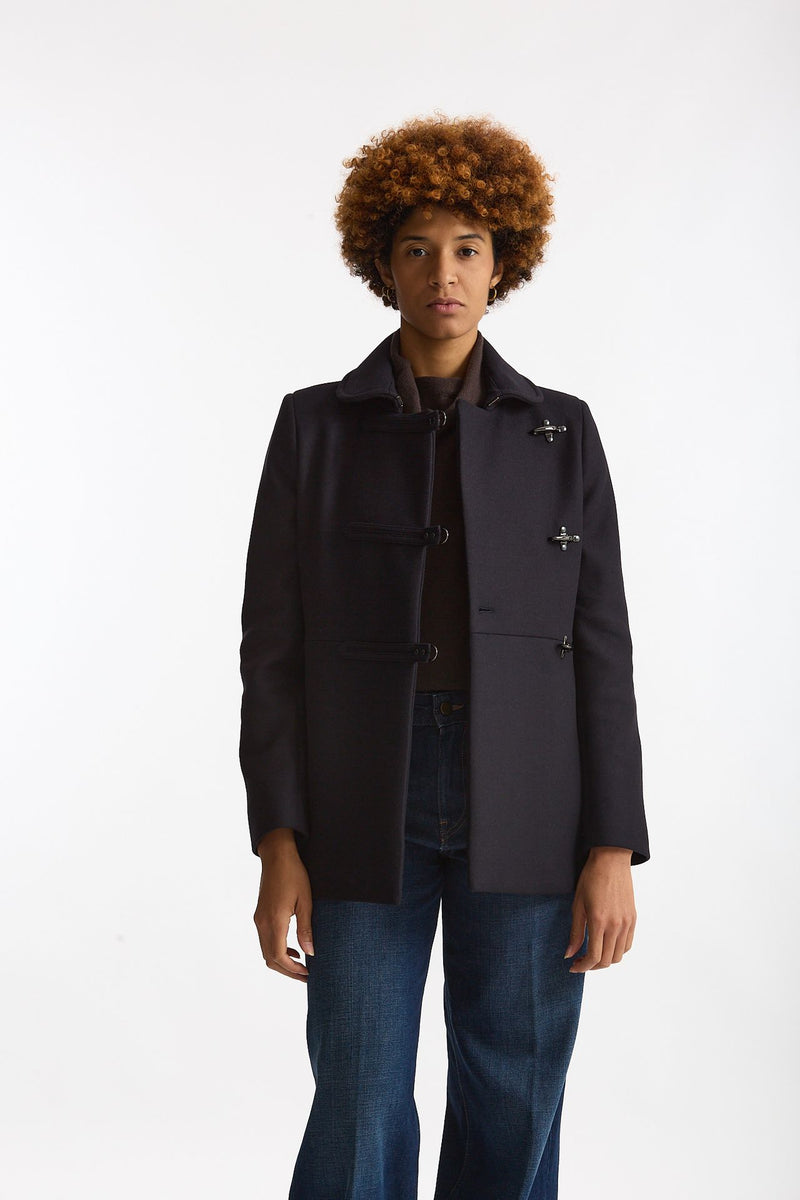 Cappotto slim in panno di lana blu donna Fay - 7