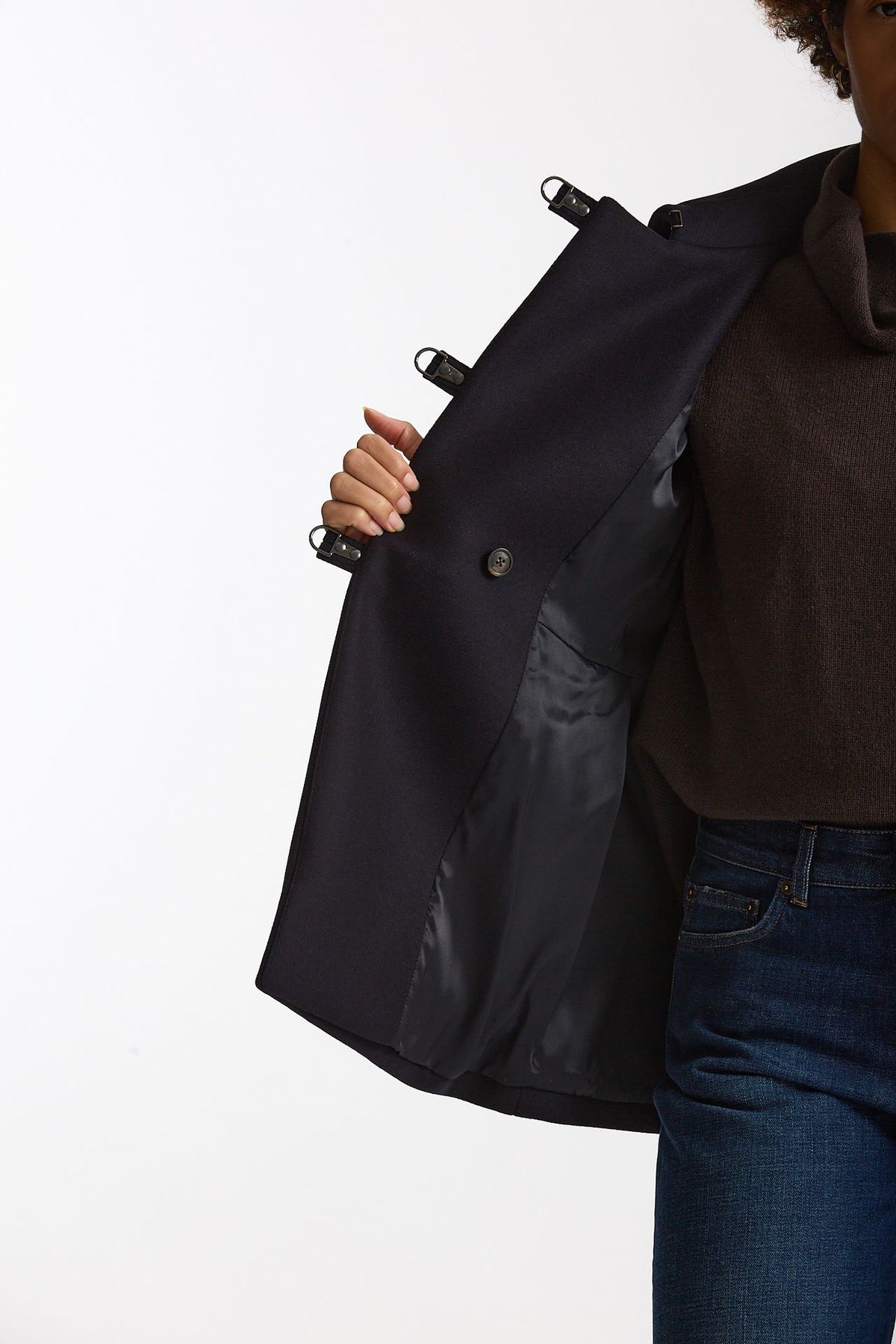 Cappotto slim in panno di lana blu donna Fay - 8