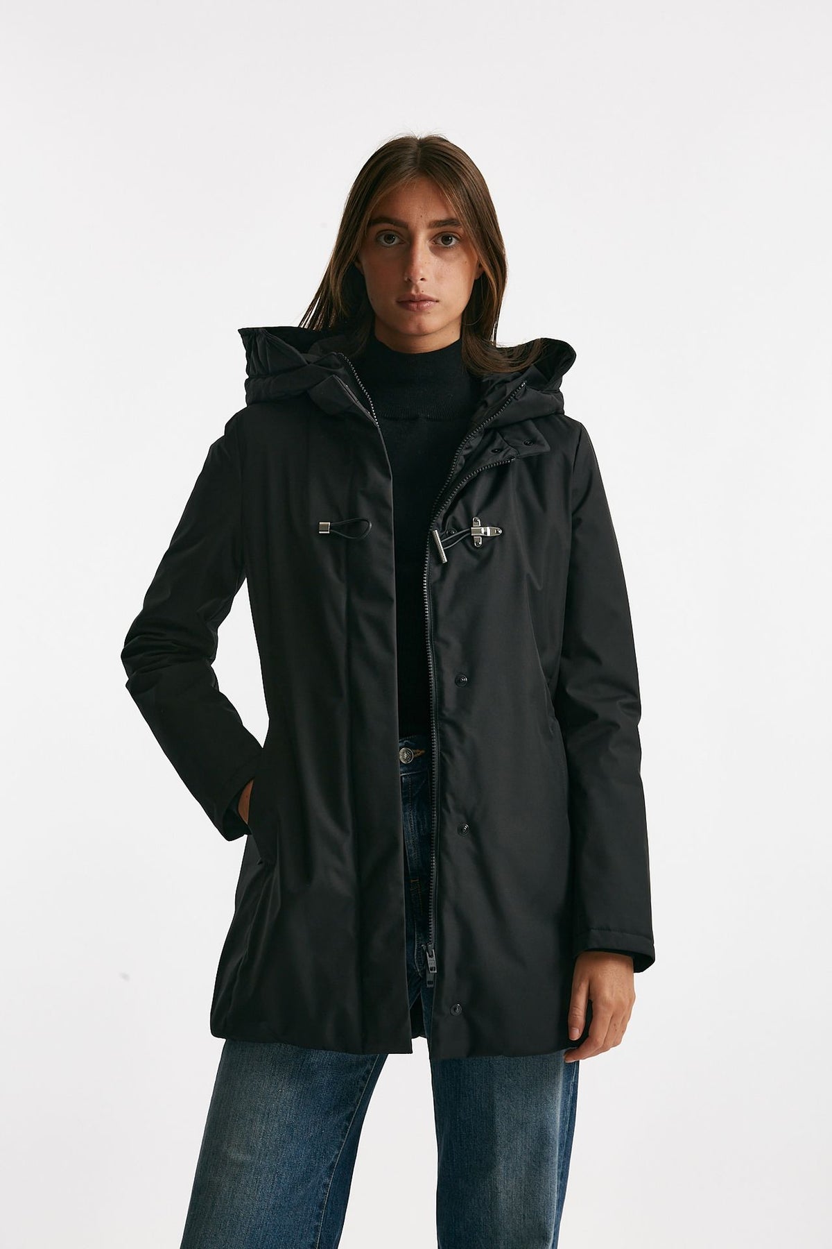 Giaccone TOGGLE in gabardina tecnica nero donna Fay - 1