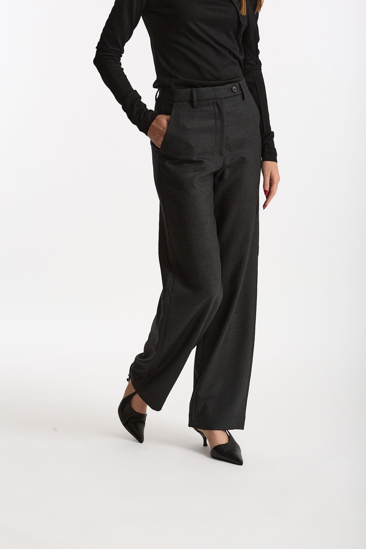 Pantalone in lana PHAEDRA grigio antracite donna Grifoni - 3
