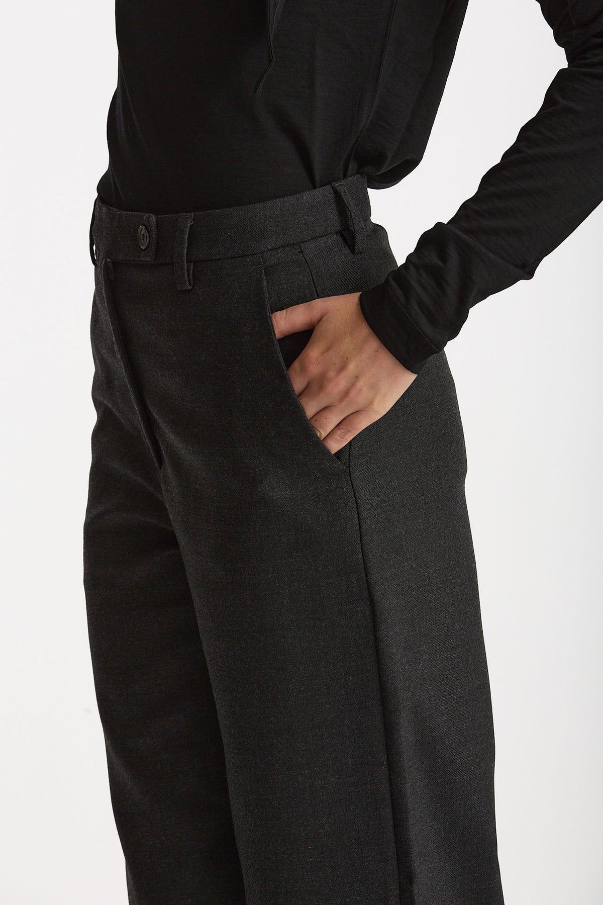 Pantalone in lana PHAEDRA grigio antracite donna Grifoni - 5