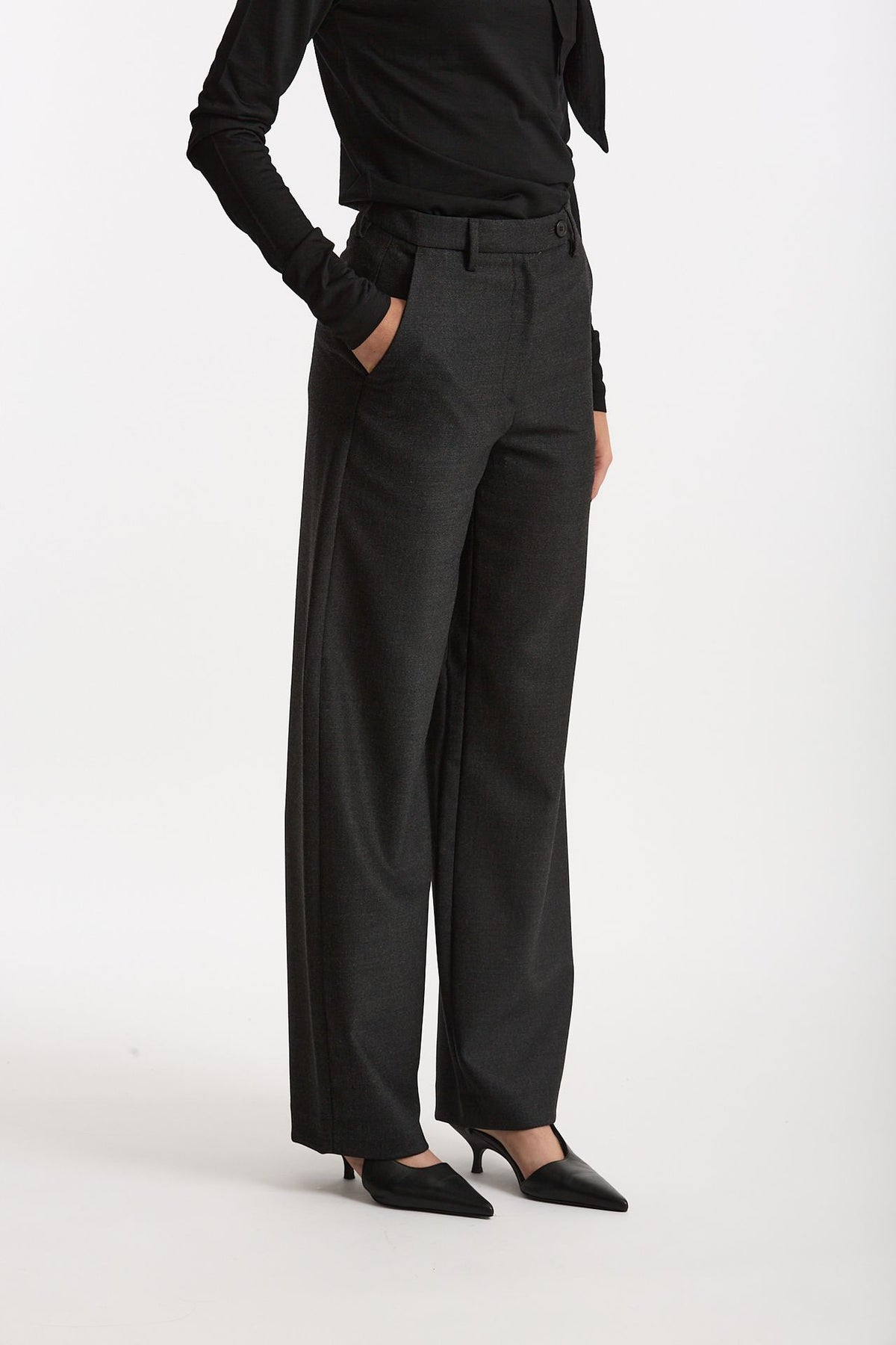 Pantalone in lana PHAEDRA grigio antracite donna Grifoni - 6