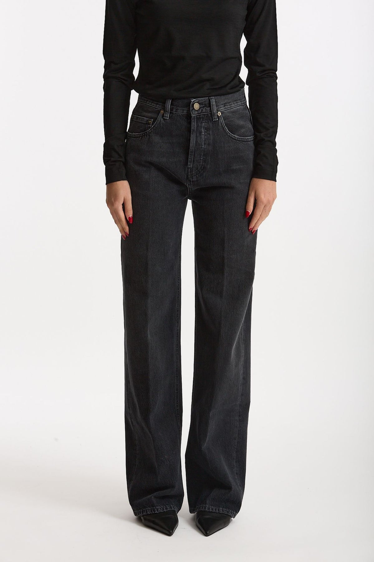 Jeans palazzo BERYL nero slavato donna Grifoni - 2