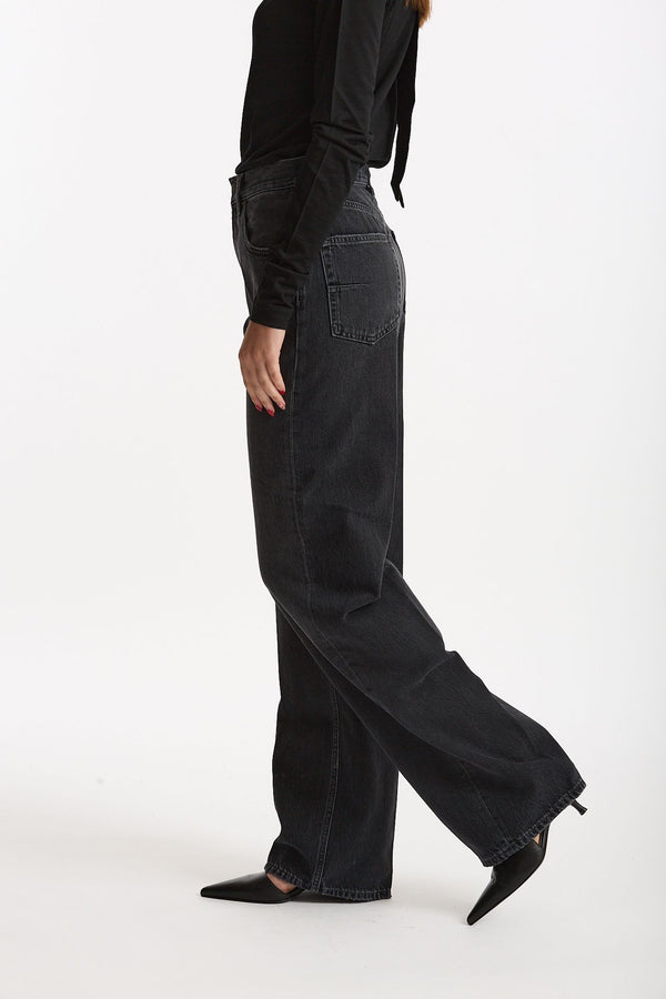 Jeans palazzo BERYL nero slavato donna Grifoni