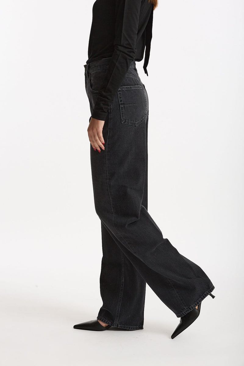 Jeans palazzo BERYL nero slavato donna Grifoni - 1