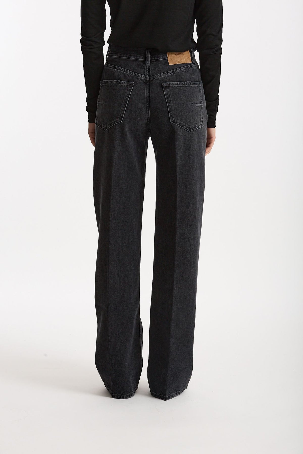 Jeans palazzo BERYL nero slavato donna Grifoni - 3