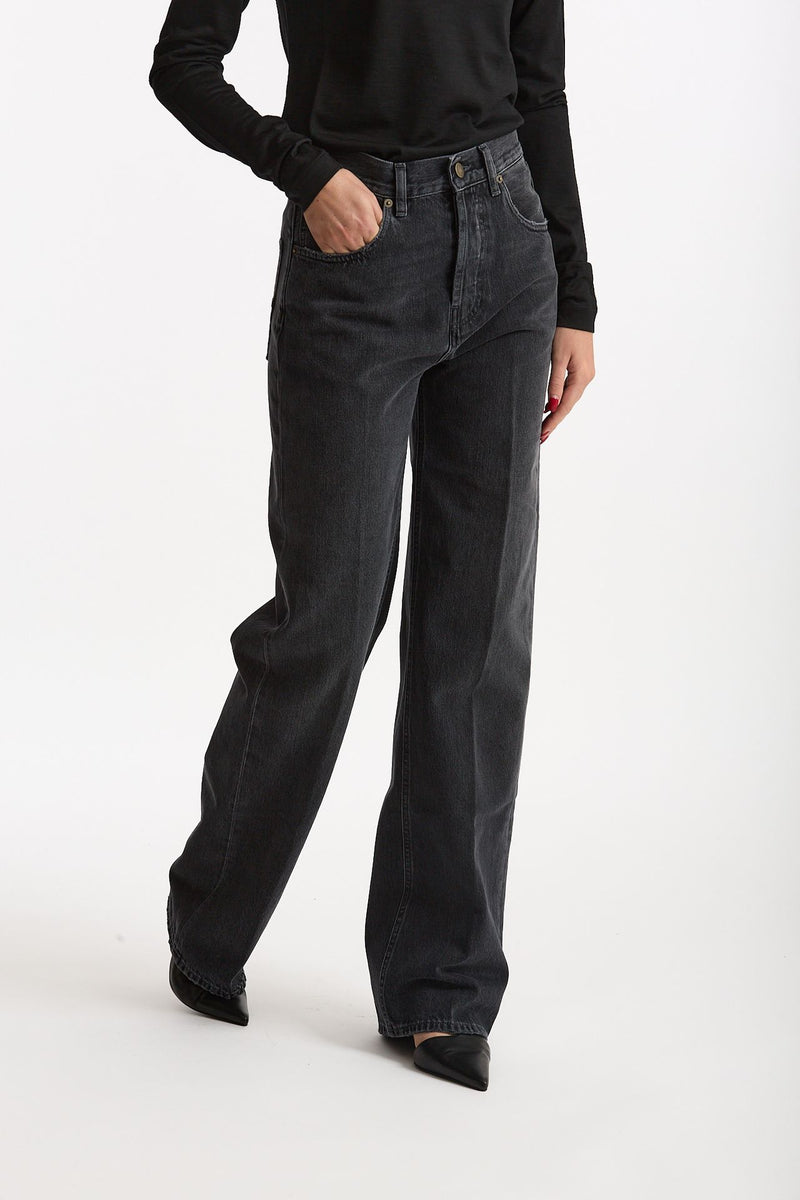 Jeans palazzo BERYL nero slavato donna Grifoni - 4