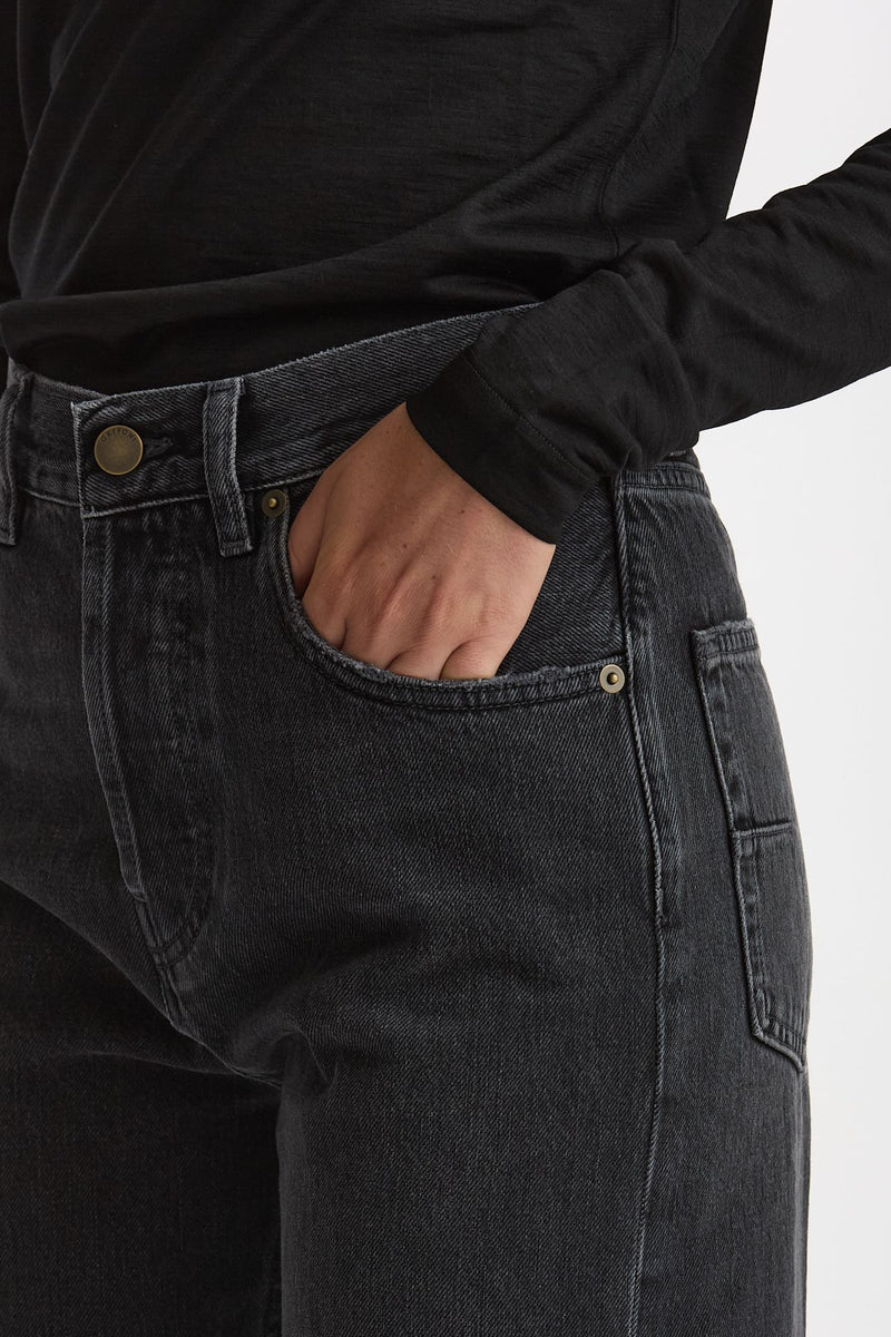 Jeans palazzo BERYL nero slavato donna Grifoni - 5