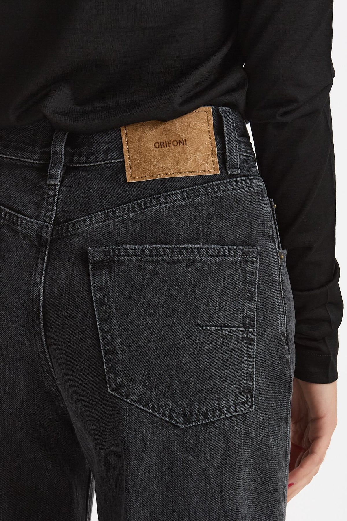 Jeans palazzo BERYL nero slavato donna Grifoni - 6