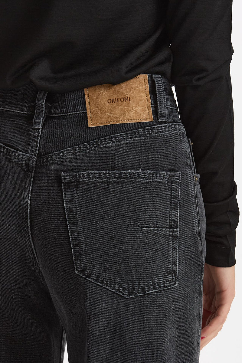 Jeans palazzo BERYL nero slavato donna Grifoni - 6