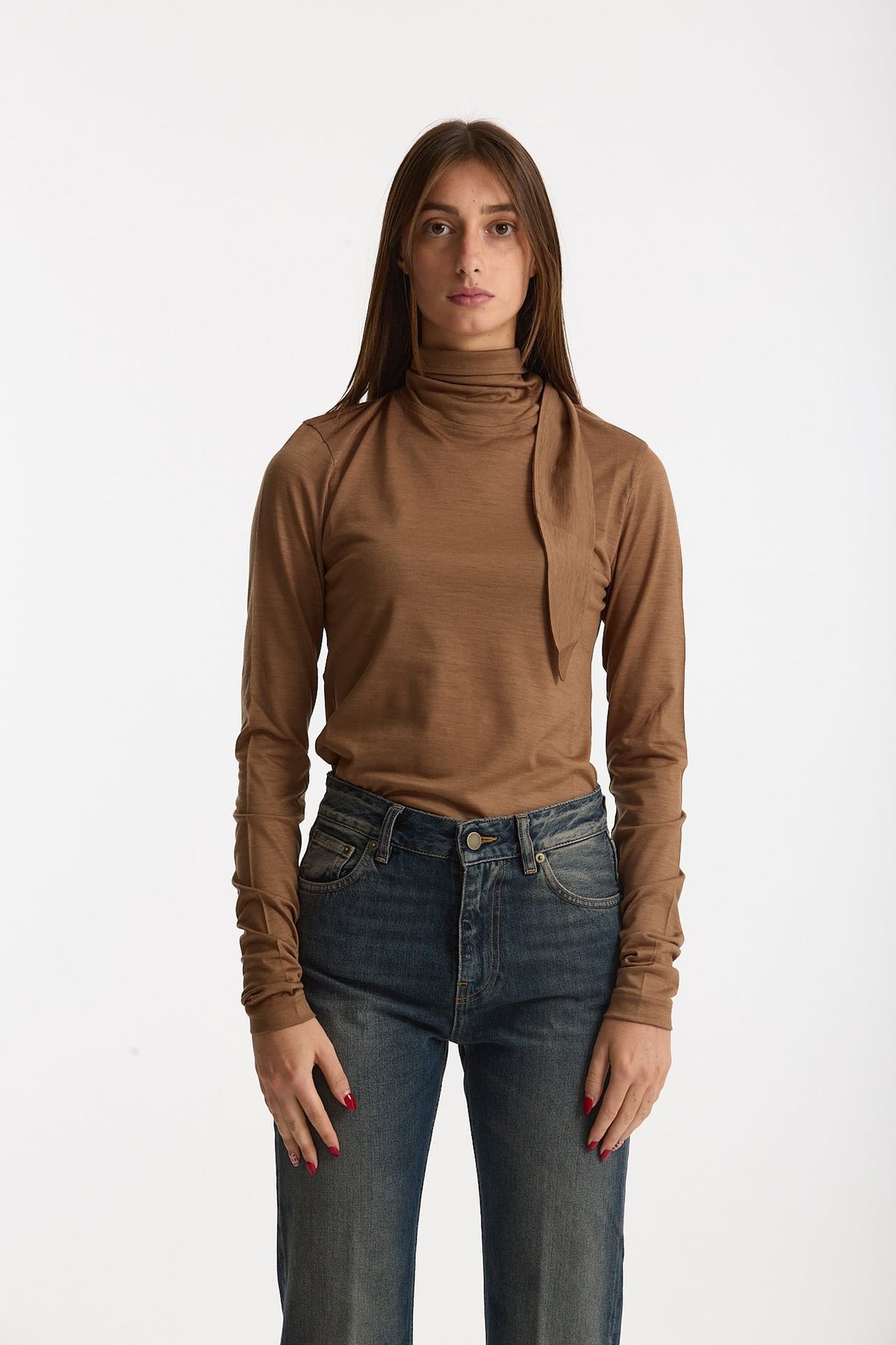 Maglia collo alto TESSA cammello donna Grifoni - 3
