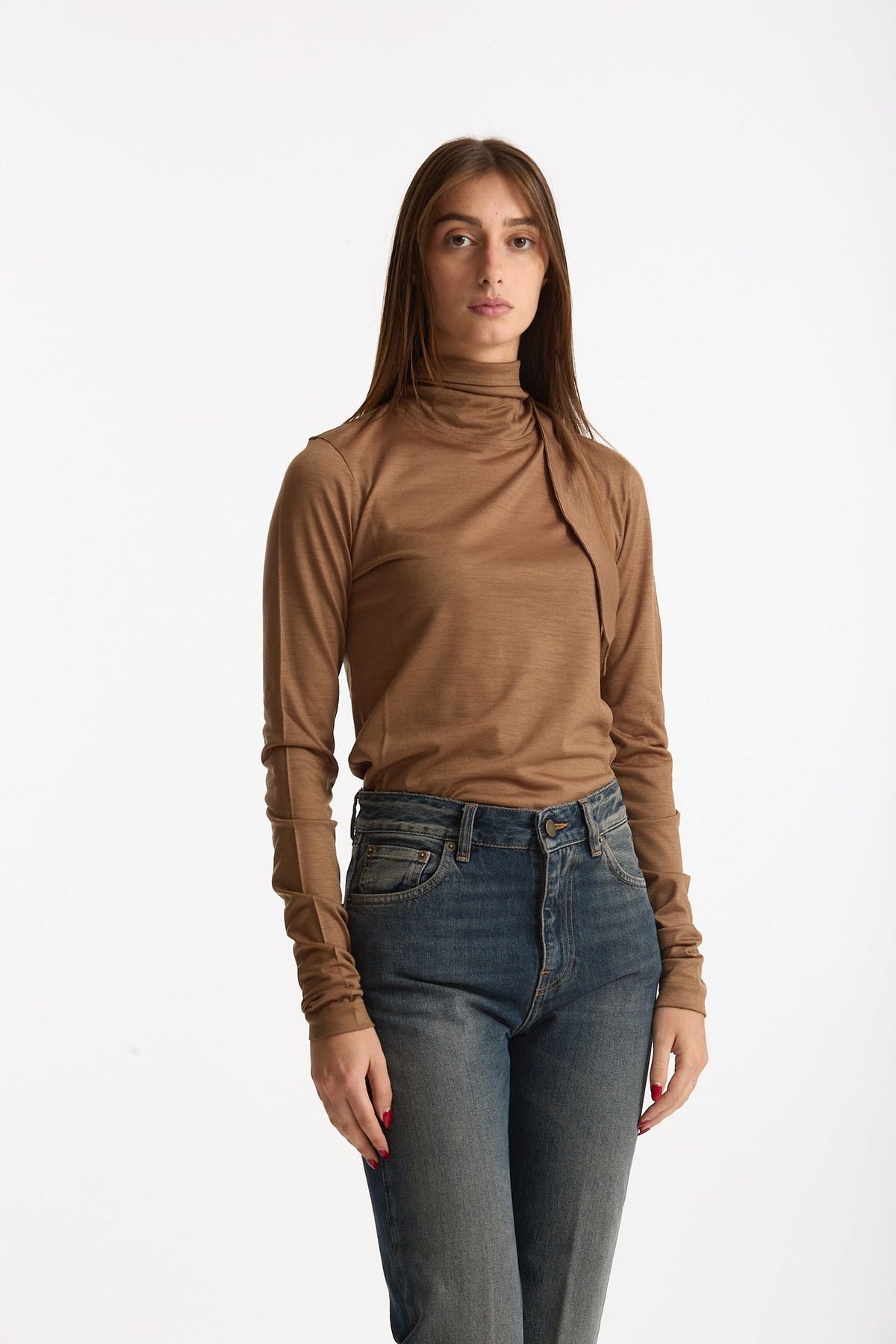 Maglia collo alto TESSA cammello donna Grifoni - 1