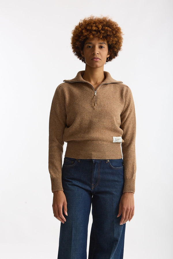Maglia con zip cammello donna Grifoni
