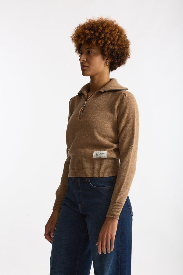 Maglia con zip cammello donna Grifoni