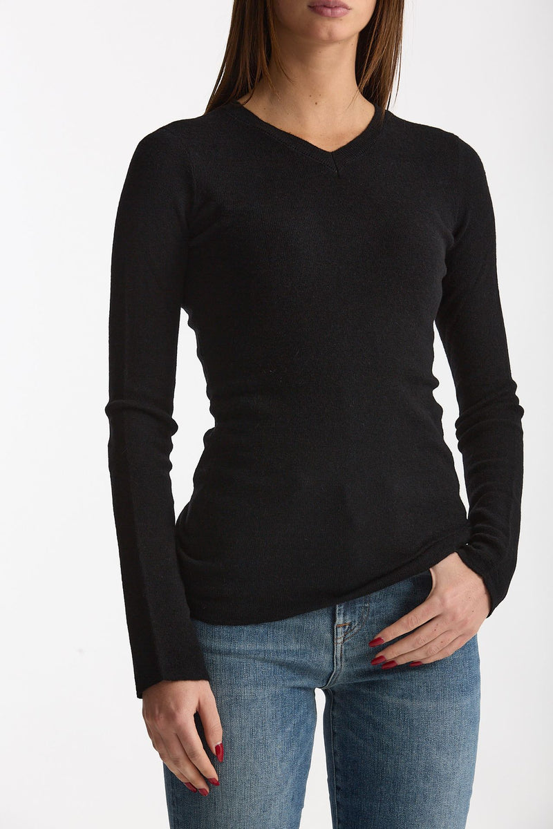 Maglia slim in lana e alpaca nero donna Grifoni - 3