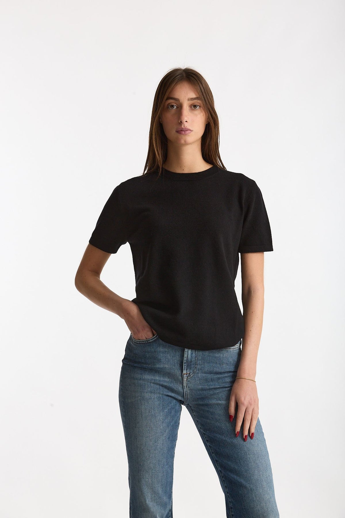 Maglia mezza manica in lana nero donna Grifoni - 2