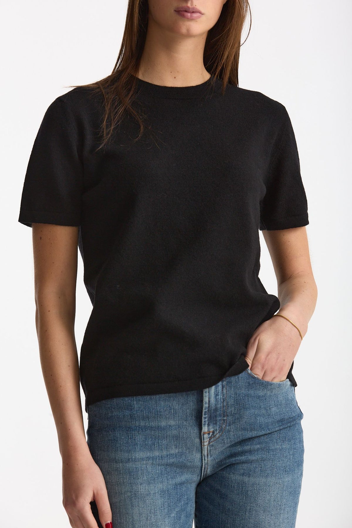 Maglia mezza manica in lana nero donna Grifoni - 3