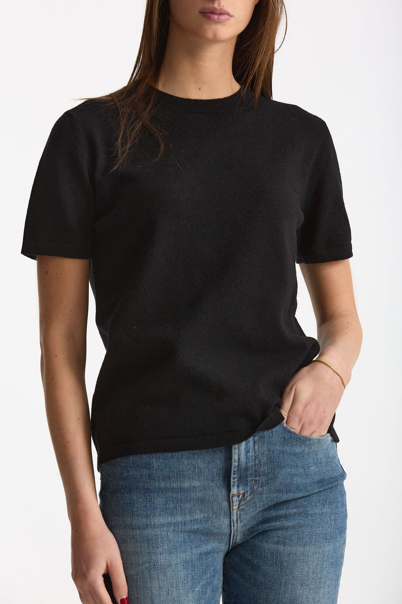 Maglia mezza manica in lana nero donna Grifoni - 3