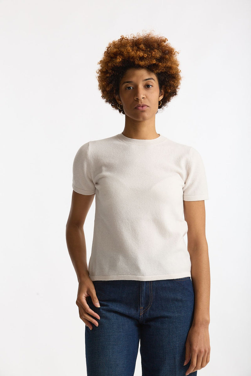 Maglia mezza manica in lana panna donna Grifoni - 1