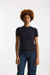 Maglia mezza manica in lana blu donna Grifoni - 1