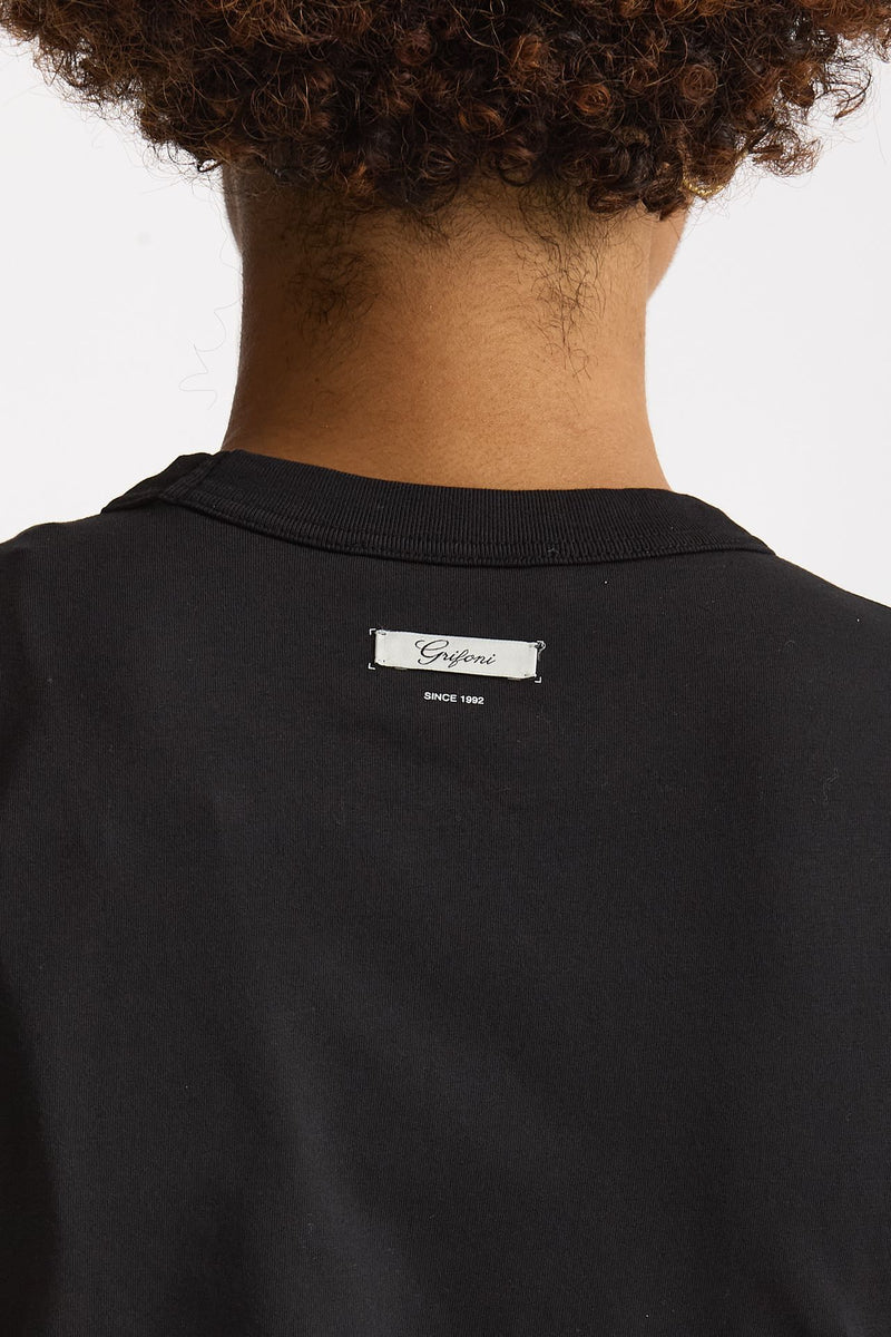 T-shirt basic in cotone nero donna Grifoni - 3