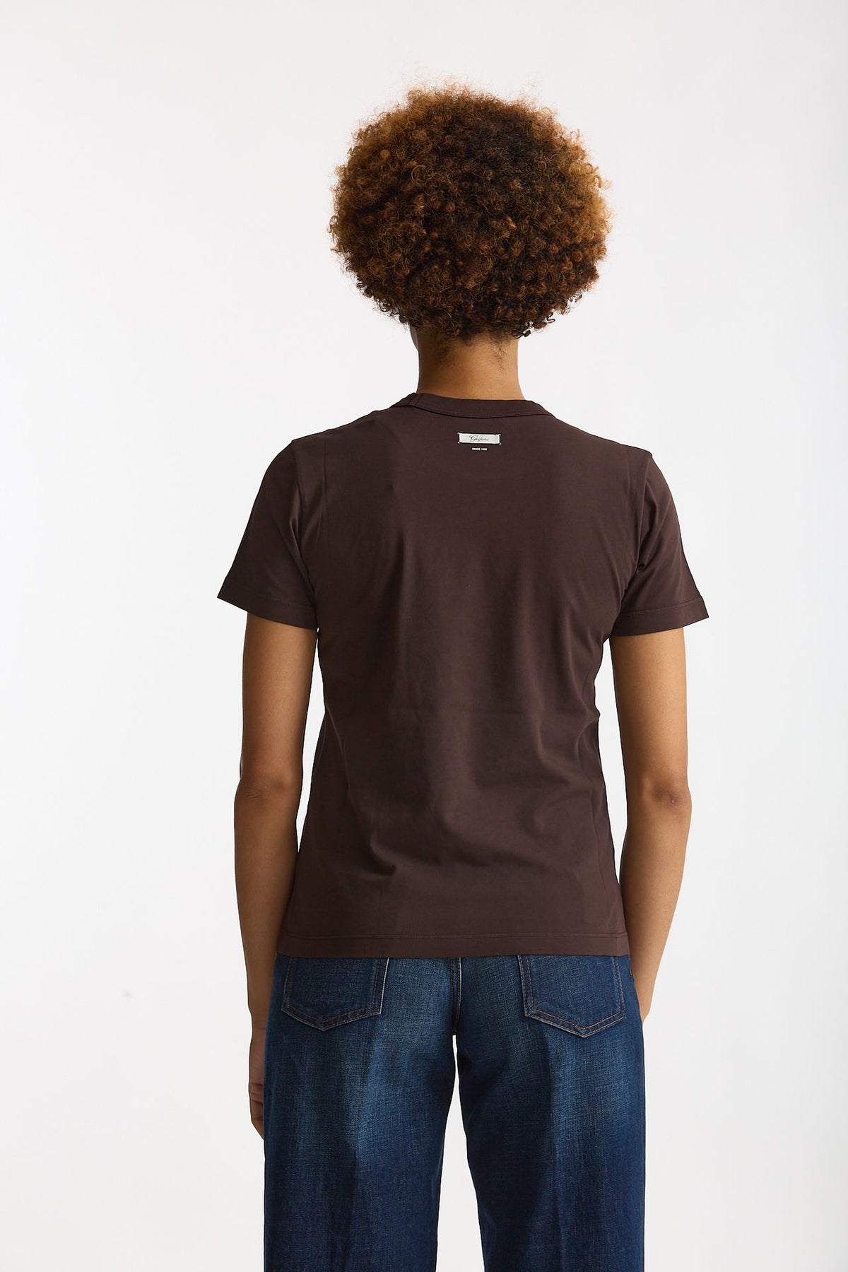 T-shirt basic in cotone marrone donna Grifoni - 1