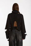 Maglia destroyed collo alto nero donna Haikure - 3