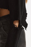 Maglia destroyed collo alto nero donna Haikure - 5
