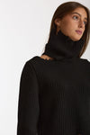 Maglia destroyed collo alto nero donna Haikure - 6