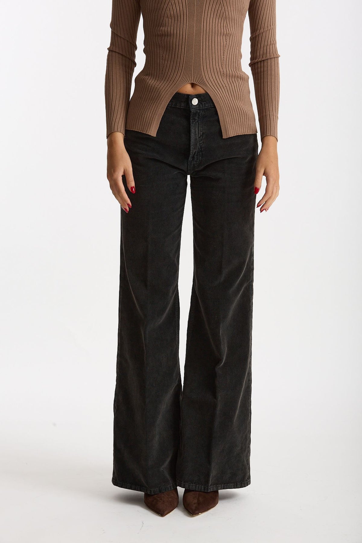 Pantaloni in velluto CLARA nero slavato donna Haikure - 2