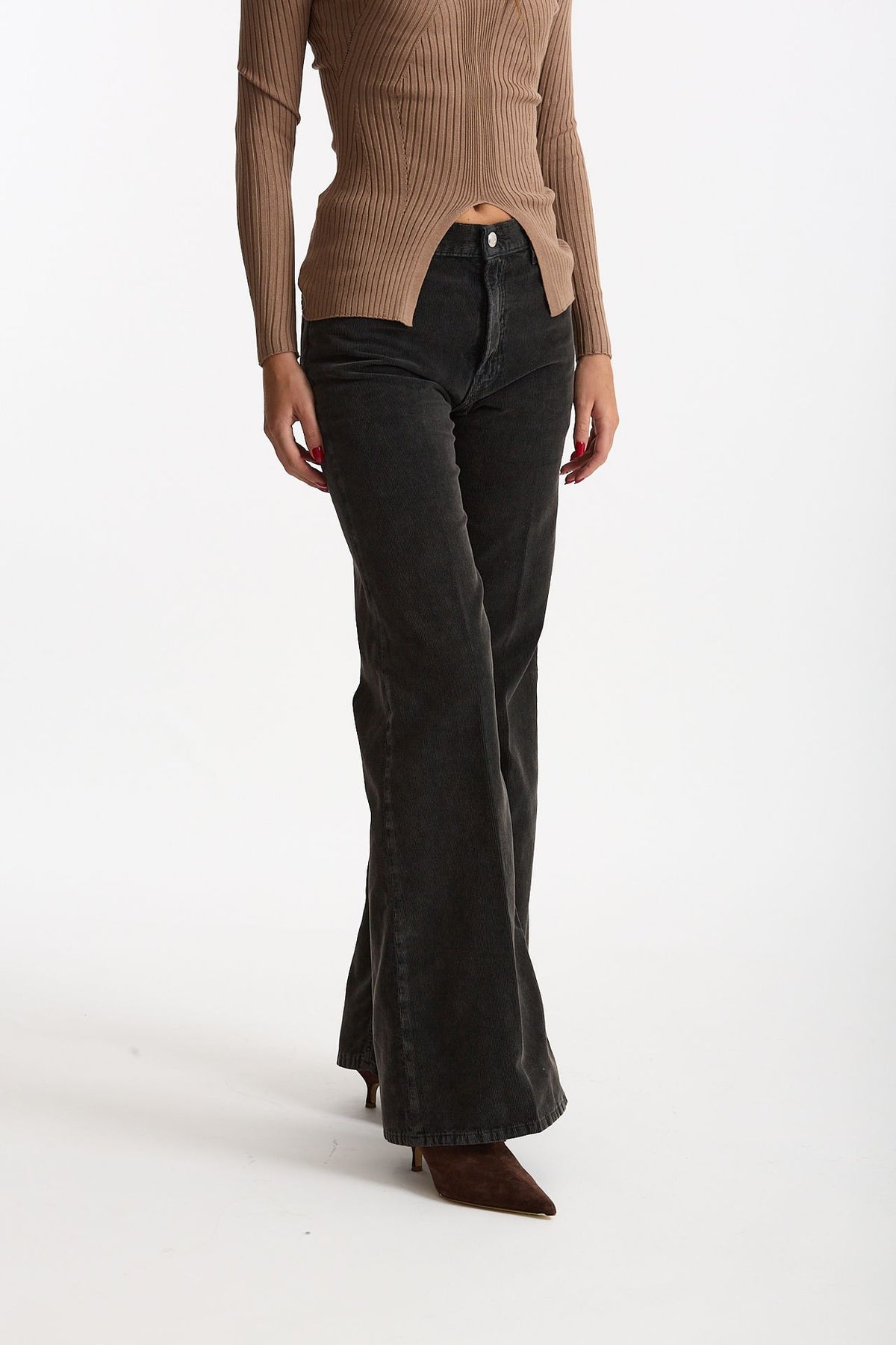 Pantaloni in velluto CLARA nero slavato donna Haikure - 4