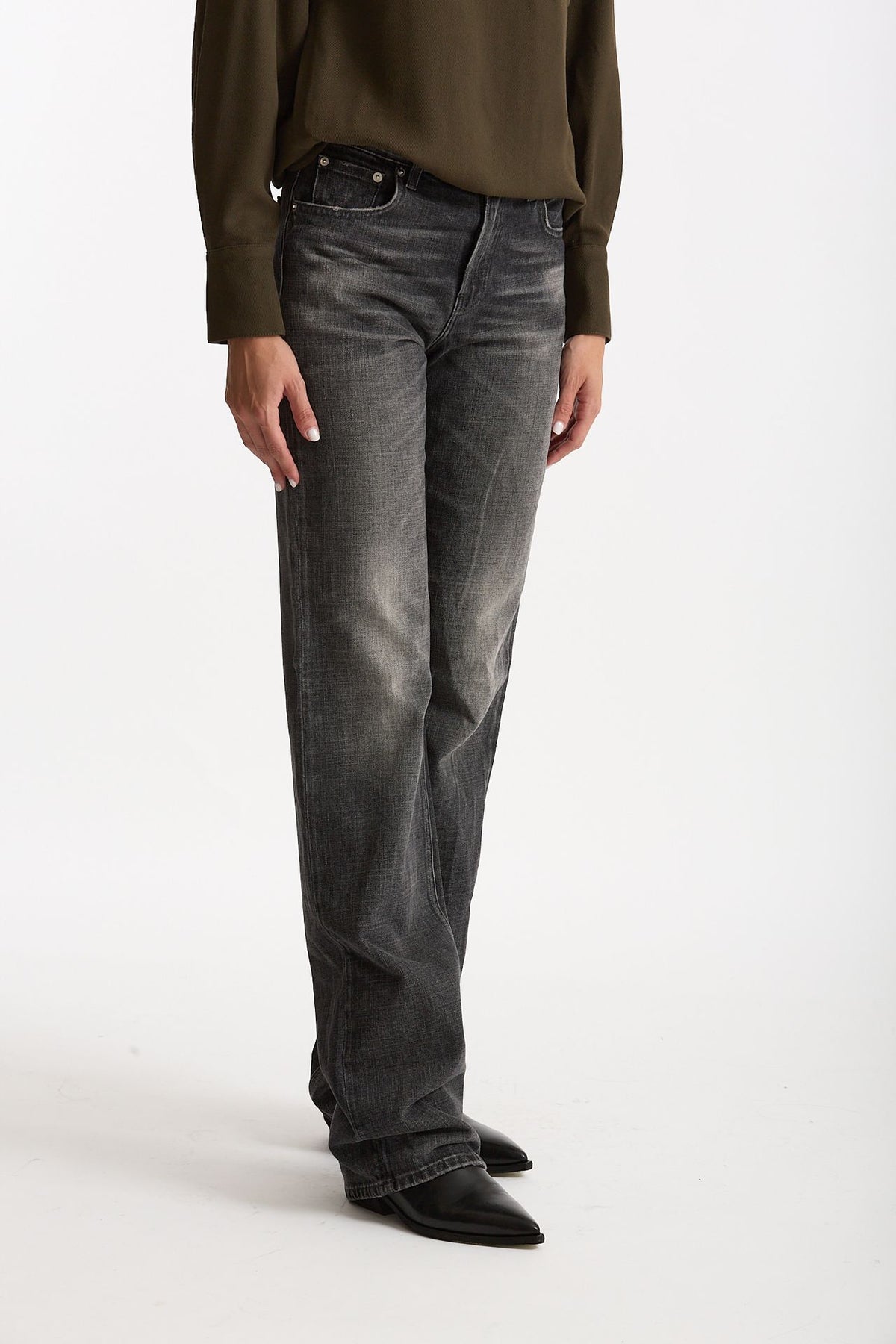 Jeans dritto STAR lavaggio grigio nero donna Haikure - 1