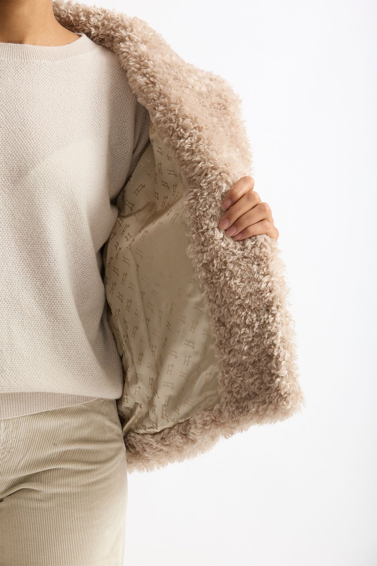 Eco pelliccia corta beige donna Herno - 7