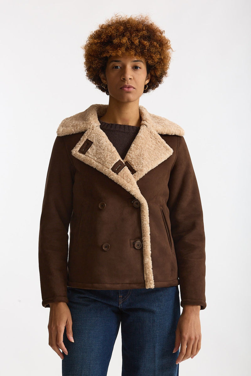 Eco montone corto marrone e beige donna Herno - 1