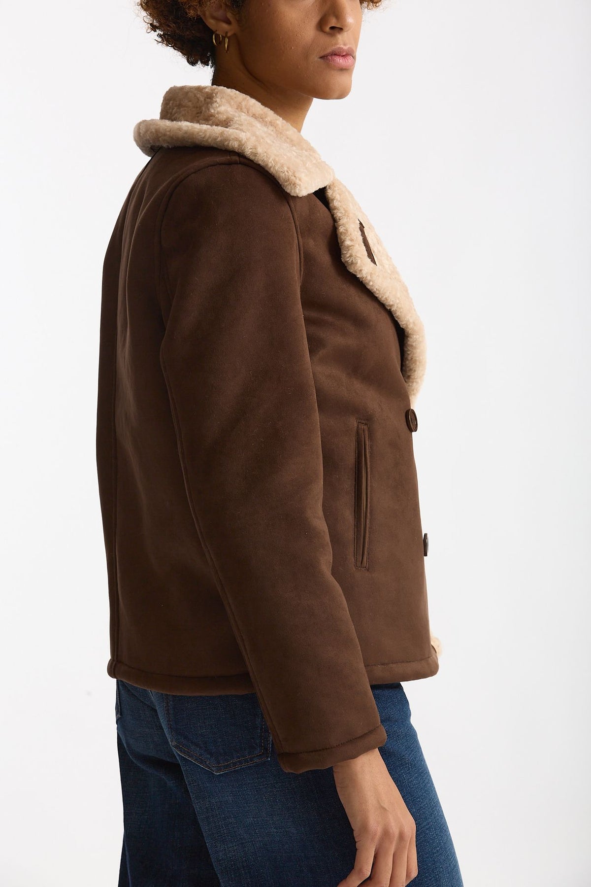Eco montone corto marrone e beige donna Herno - 4