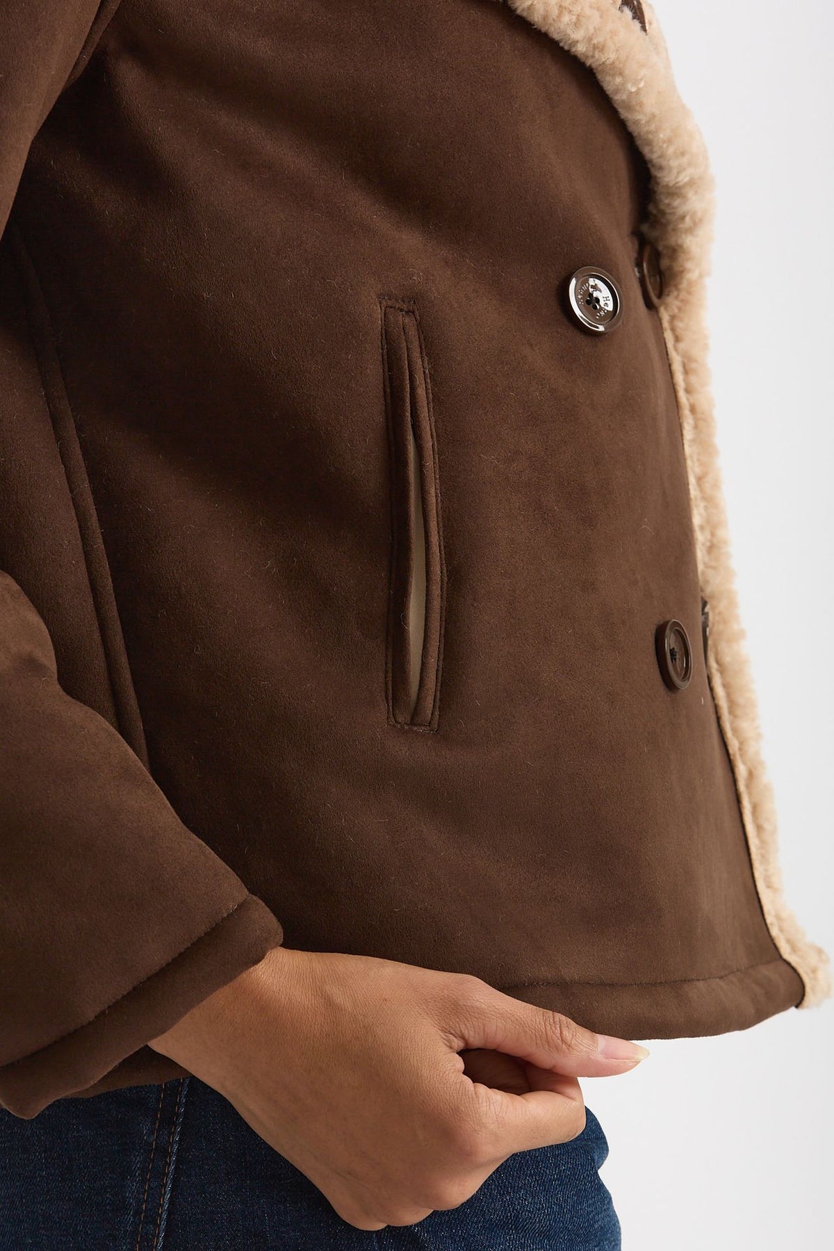 Eco montone corto marrone e beige donna Herno - 5