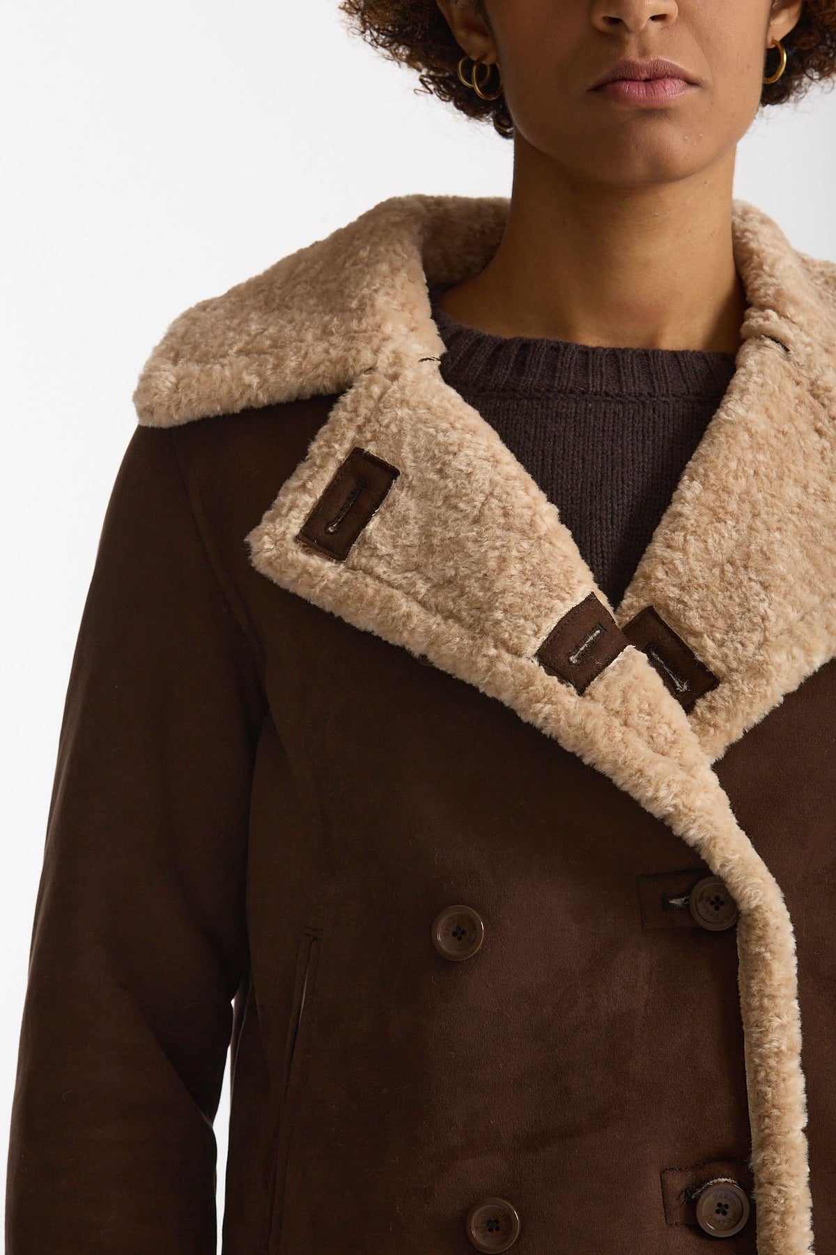 Eco montone corto marrone e beige donna Herno - 6
