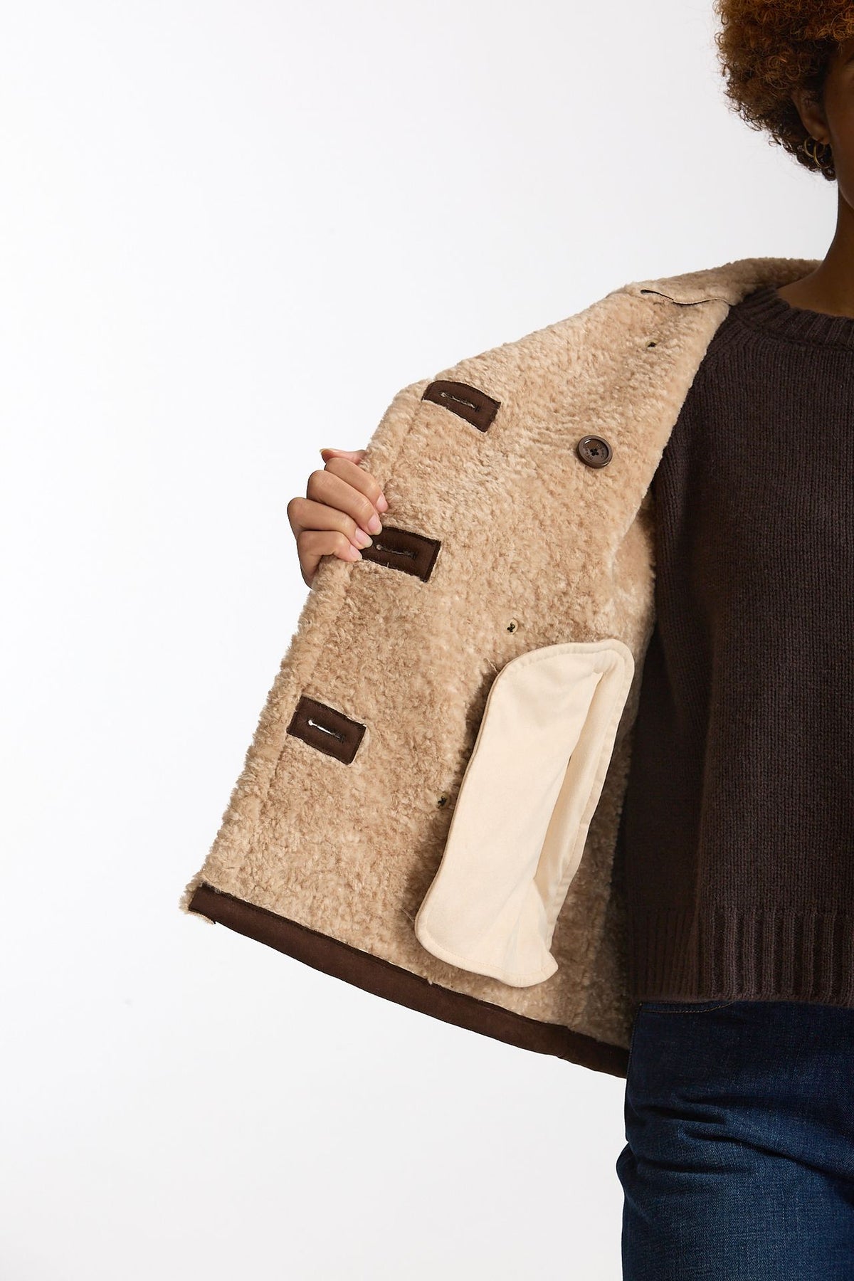 Eco montone corto marrone e beige donna Herno - 8