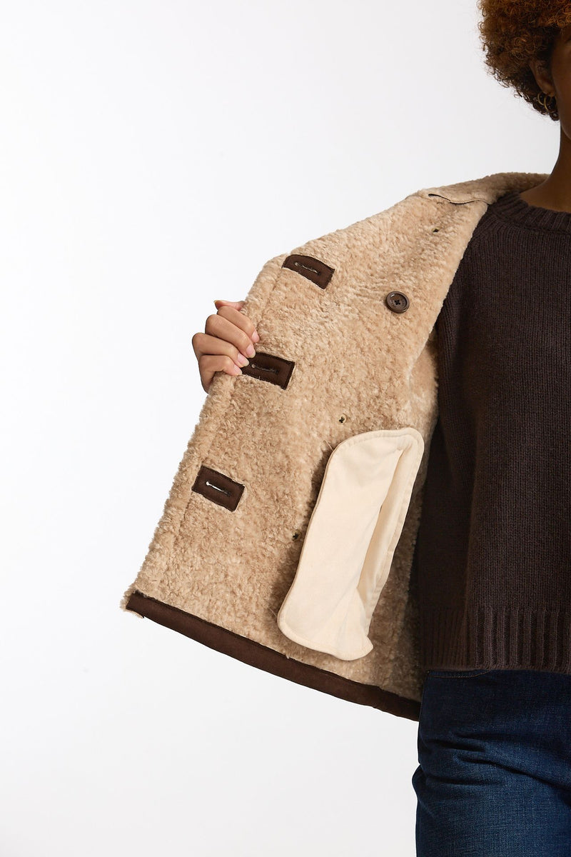 Eco montone corto marrone e beige donna Herno - 8