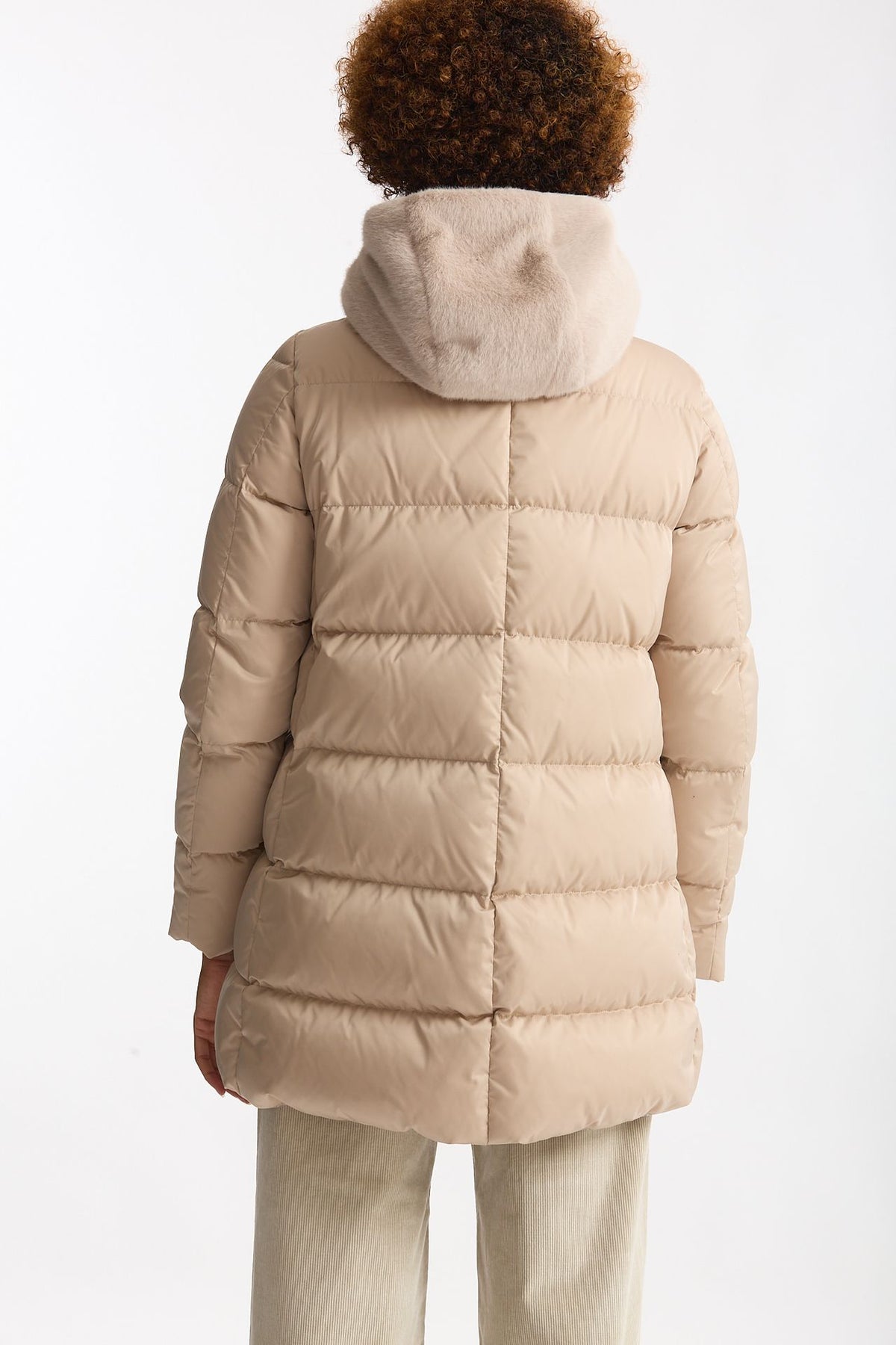 Piumino midi in raso panna donna Herno - 3