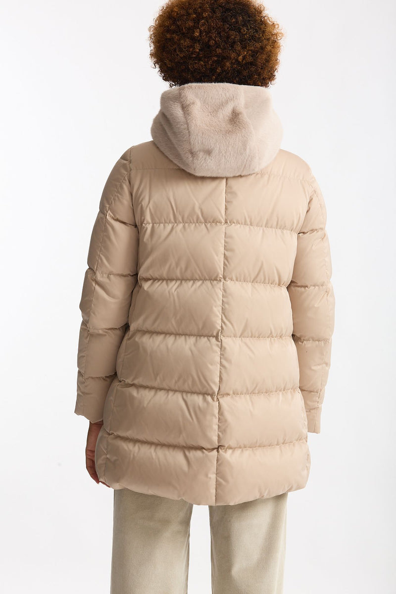 Piumino midi in raso panna donna Herno - 3