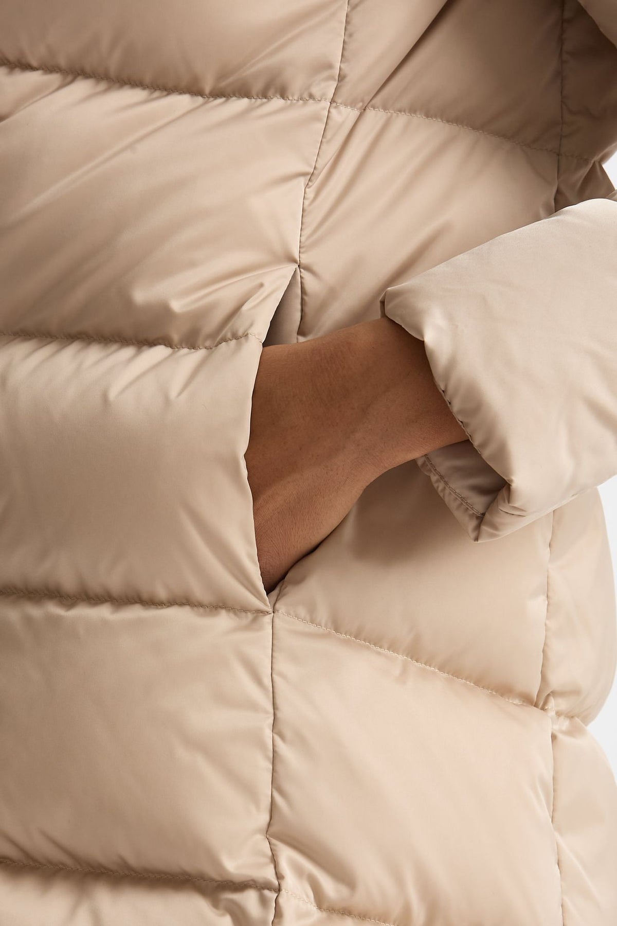 Piumino midi in raso panna donna Herno - 4