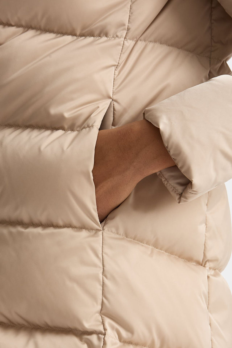 Piumino midi in raso panna donna Herno - 4