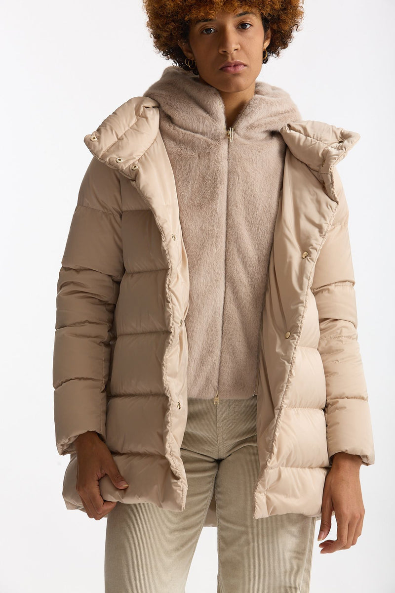 Piumino midi in raso panna donna Herno - 6