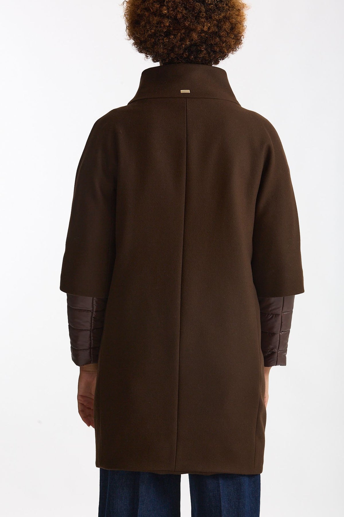 Cappotto in twill di lana e nylon marrone donna Herno - 3