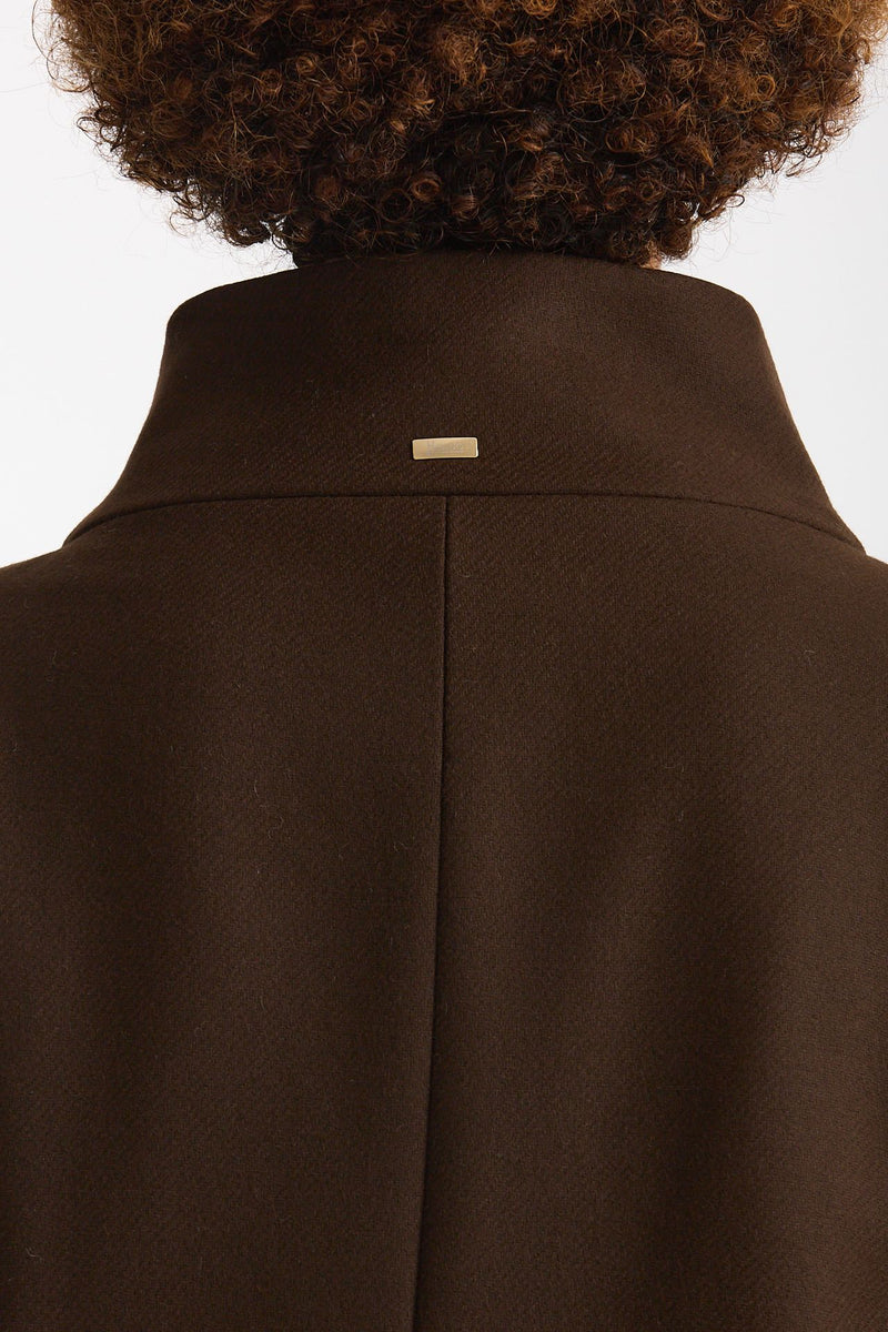 Cappotto in twill di lana e nylon marrone donna Herno - 4