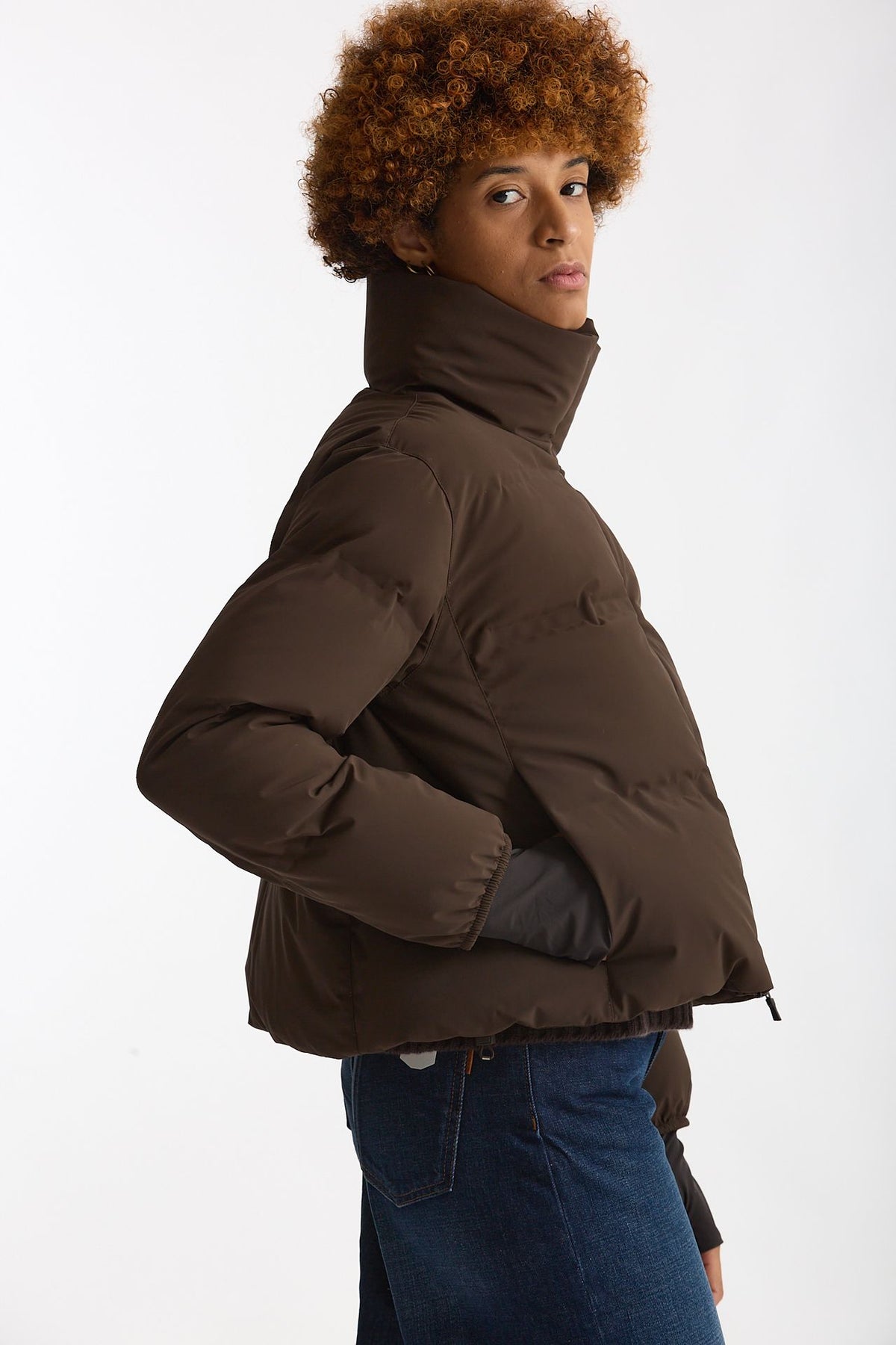 Piumino corto windstopper marrone donna Herno - 5